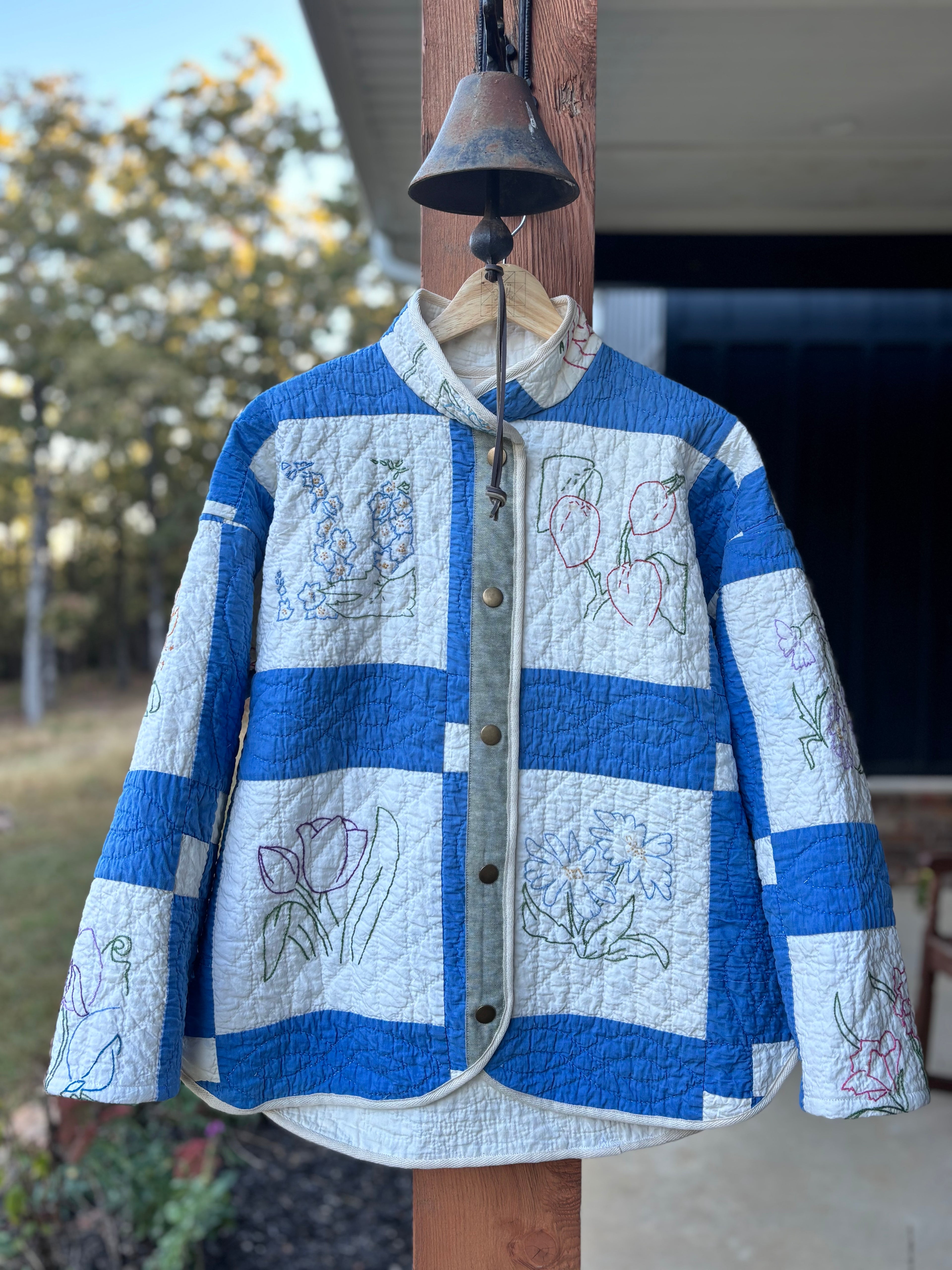Repurposed Quilt Coat (Floral Embroidery)