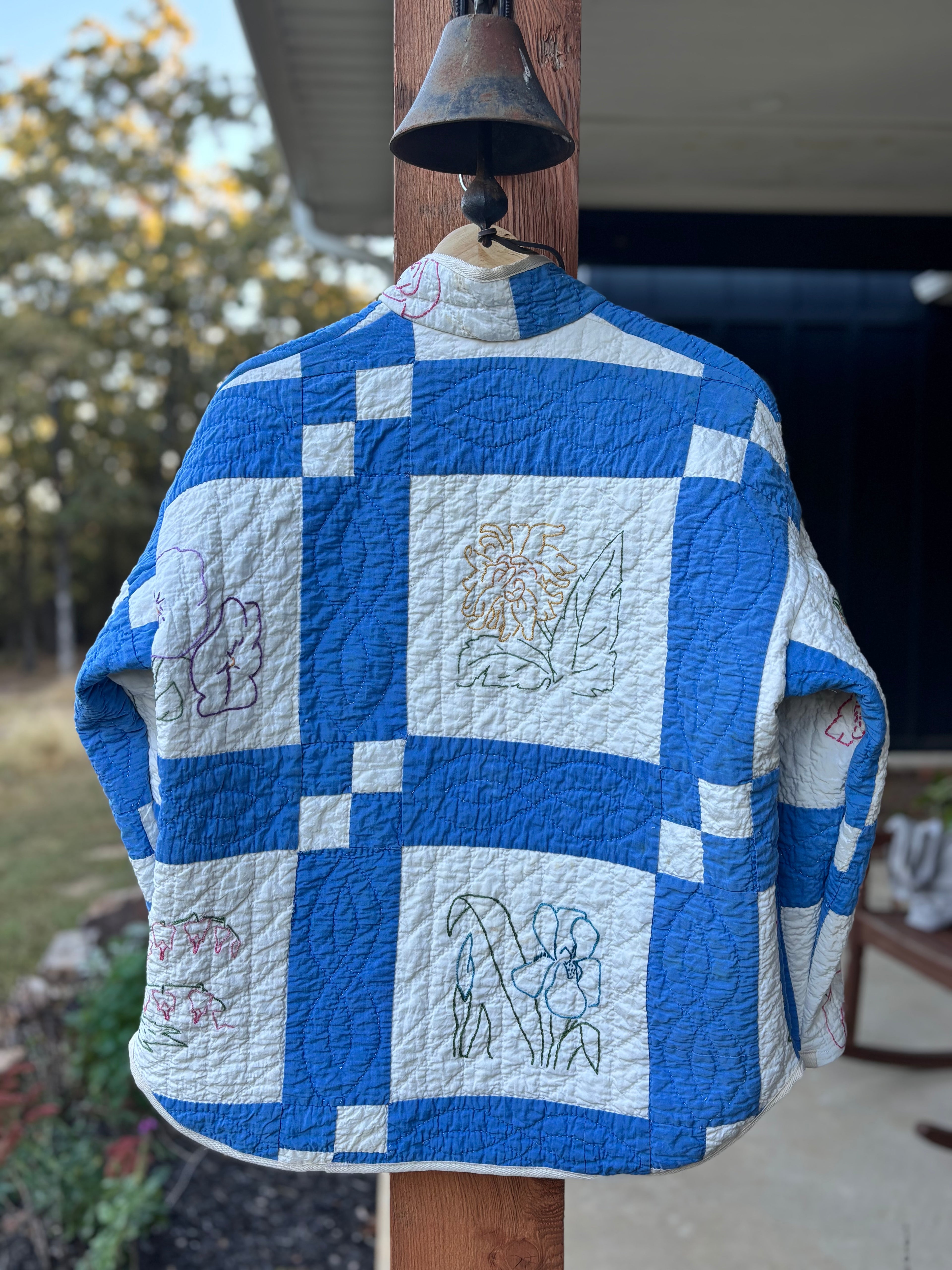 Repurposed Quilt Coat (Floral Embroidery)